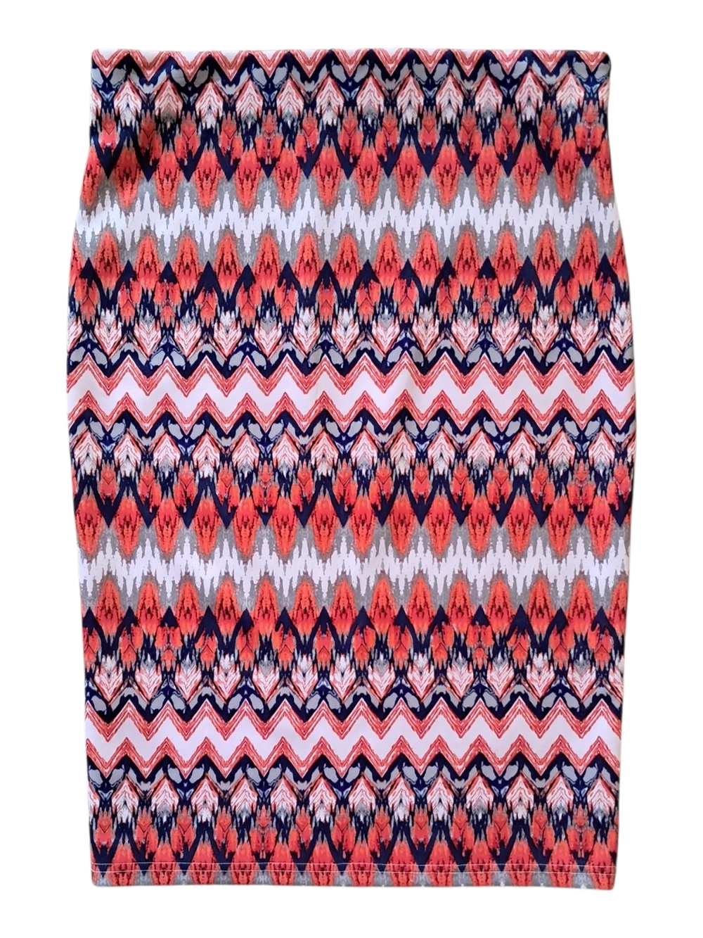 Sequin Hearts Coral and Navy Zigzag Pencil Skirt